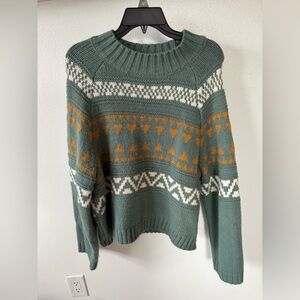 Universal Thread Women's Green and Yellow Patterned Sweater Size XL